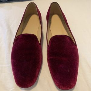 J.Crew Cora Red Velvet Smoking Slipper Loafer 9M